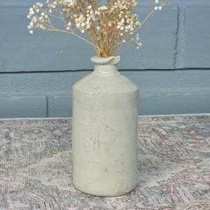Antique Stoneware MASTER INK with Pour Spout | Farmhouse Rustic | LARGE Cream Coloured Salt Glazed Master Ink Bottle