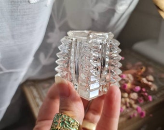 Vintage Art Deco Crystal Jar: Bohemian Cut Glass, Czechoslovakia