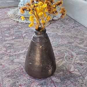 Conical Antique Stoneware Inkwell in DARK BROWN 1800's Vintage Ink Well in Salt Glazed Stoneware ** Rustic Country Decor *small chip