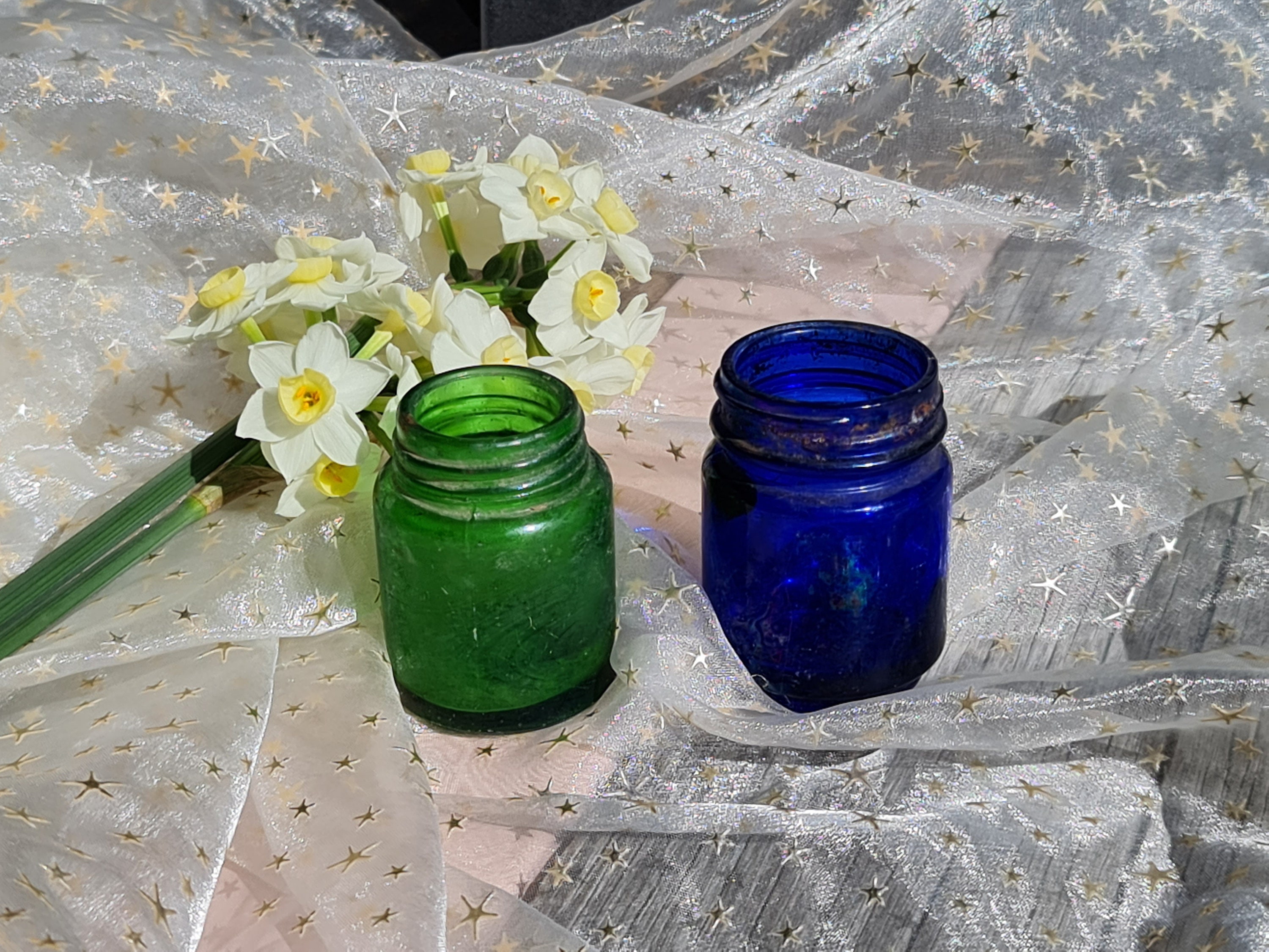 レトロ　ガラス瓶　２個 Two Vintage Bottles | X2 Jars | Vicks Cobalt Blue Glass Jar