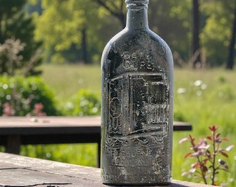 Botella antigua de cristal negro WARNeR'S SaFe Cure - Cuatro ciudades * ¡Burbujas! Botella de medicina curiosa * ¡Tan rara, rústica y negra como la que encontrarás! *
