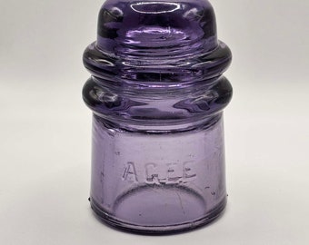 Vintage Purple AGEE Australia Glass Telegraph Insulator | Excellent Australian Glass Manufacturers Collectible Amethyst Glass Insulator AGEE