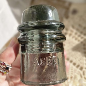 Vintage Smoke Gray Insulator |  1900&#39;s AGEE Australian Made Grey Collectible Insulator | Pressed Glass Vintage Insulator