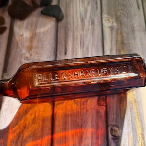 Vintage Apothecary Bottle Allen & Hanburys Limited | Amber Poison Bottle | Brown Glass Apothecary | Collectable Vintage Bottle BIM