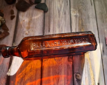 Vintage Apothecary Bottle Allen & Hanburys Limited | Amber Poison Bottle | Brown Glass Apothecary | Collectable Vintage Bottle BIM