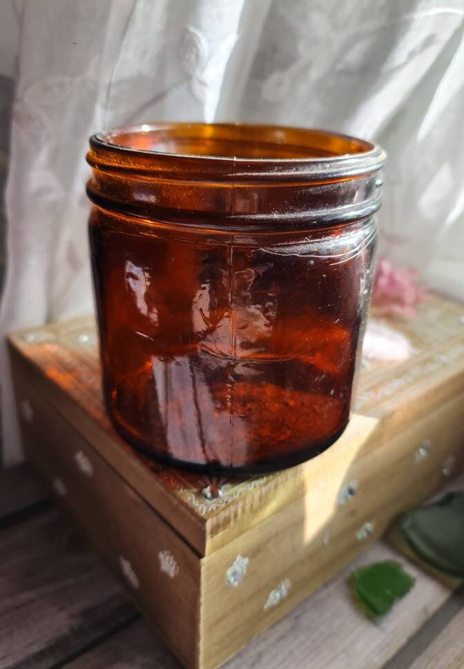 1940's Large Vintage Amber Jar Store ALL THE Things Etsy