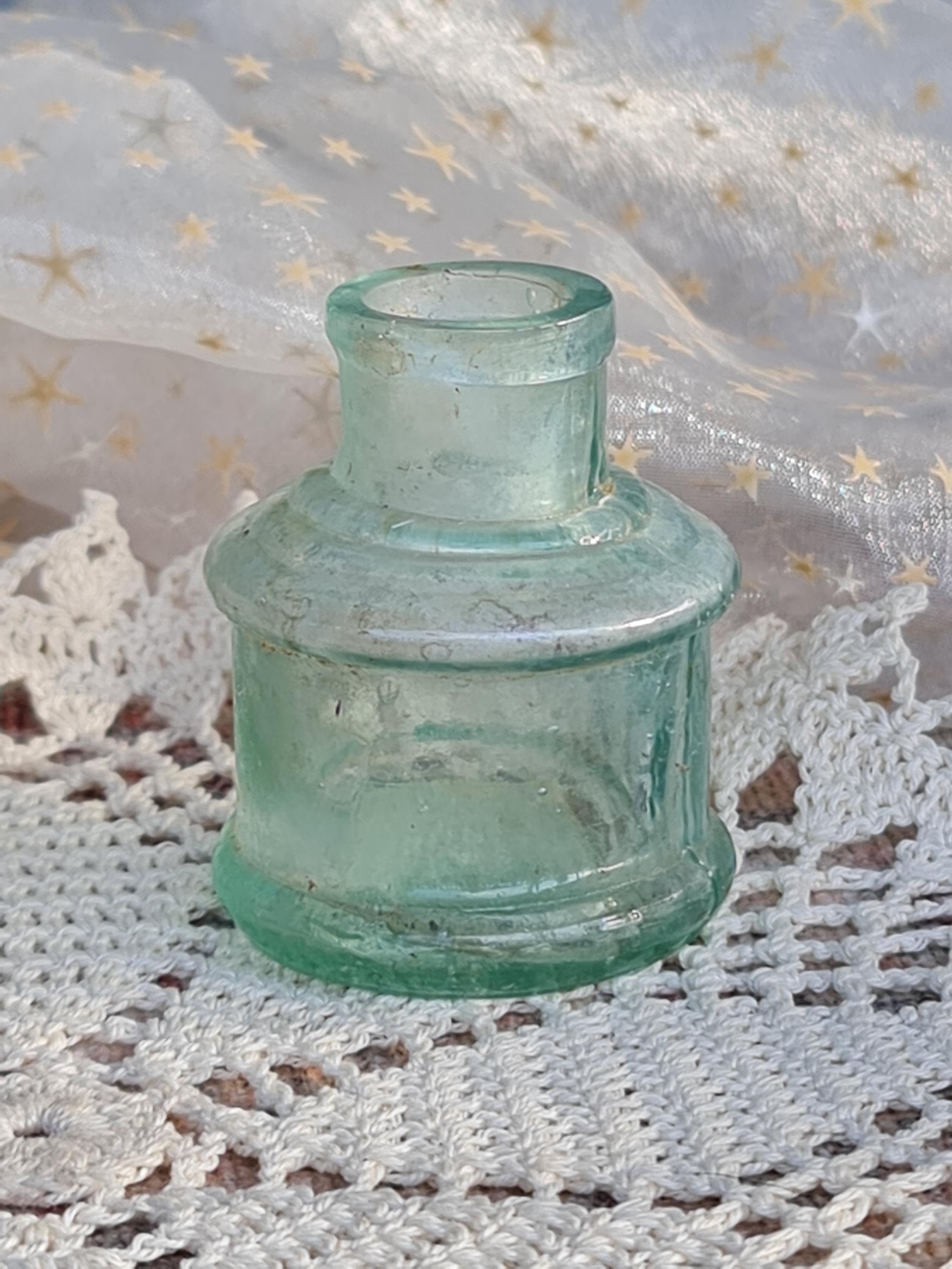 1800s Victorian Ink Well * Antique Small Aqua Glass Inkwell * - Etsy