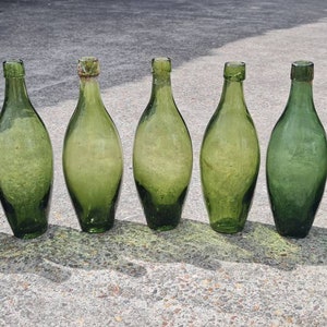 x1 1880s SKITTLE BOTTLE | BUBBLES! | Antique Flat Bottom Torpedo | Collectable Antique Bottle | Skittle | Old Green Glass Beer Bottle