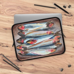 Tray of Sardines | Original Artwork | Fish Painting | Laptop Sleeve | Christmas Gift Ideas | Fish Lovers Present