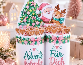 Involucri per calendario dell'Avvento Duplo Natale / Modello stampabile / Modello stampabile fai da te per Natale / Modello per calendario dell'Avvento