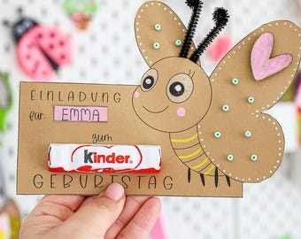 Butterfly invitation party children's birthday / print template / craft template