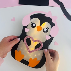 Penguin Lantern Craft Template Girl Boy / PDF SVG DXF Plotter File Lantern St. Martin craft with & without plotter including craft instructions