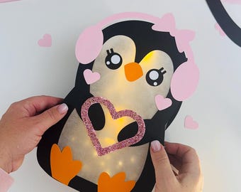 Modelo de artesanato de lanterna de pinguim para menina e menino / arquivo PDF SVG DXF plotter lanterna artesanato de São Martinho com e sem plotter incluindo instruções de artesanato