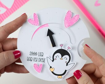 Valentinstag Karte So lieb hab ich dich Bastelvorlage - svg & dxf für Plotter - pdf für Drucker