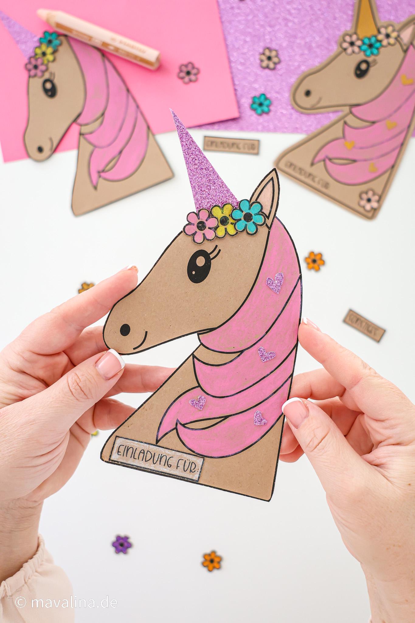 Unicorn invitation party children's birthday / print template / various options / craft template