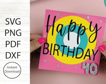 Craft template birthday card rotating card birthday / download pdf svg dxf / Happy Birthday Card