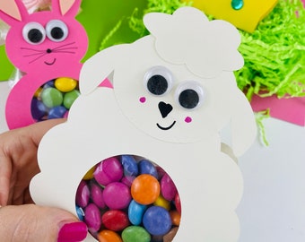 Easter bunny candy holder svg for kids, easter svg png dxf download, svg for cricut, cut file, printable, easter svg files, svg crafts