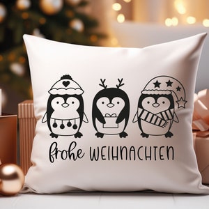 Plotter archivo pingüinos feliz Navidad / descarga svg / animales de invierno / trazando con niños / archivo pdf png dxf / Tarjeta de Navidad