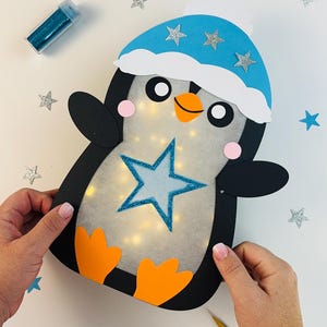 Pinguïn lantaarn ambachtelijke sjabloon meisje jongen / PDF SVG DXF plotterbestand Maak lantaarn St. Martin met & zonder plotter inclusief knutselinstructies