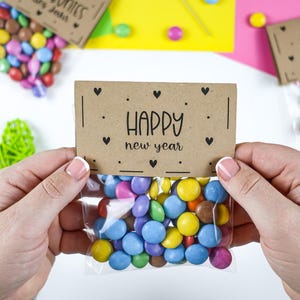 Banderole Silvester Smarties / Druckvorlage Bastelvorlage für Silvester / Tischdeko Geschenkidee Mitbringsel zum Jahreswechsel / Happy NY