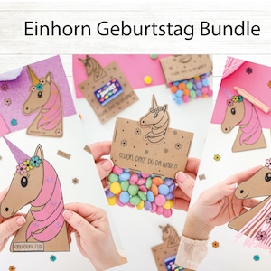Einhorn Party Give Away Mitgebsel Kindergeburtstag / Druckvorlage / 3 verschiedene Optionen / Gastgeschenk / Bastelvorlage