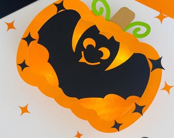 Bat pumpkin lantern craft template / PDF SVG DXF plotter file Make a lantern St. Martin craft without a plotter / with craft instructions