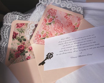 Victorian Floral Lace Envelopes, Hand-Decorated Envelopes, 5x7, Fancy Wedding Invites, Mother&#39;s Day Gift, Handmade Stationery, Custom Gift