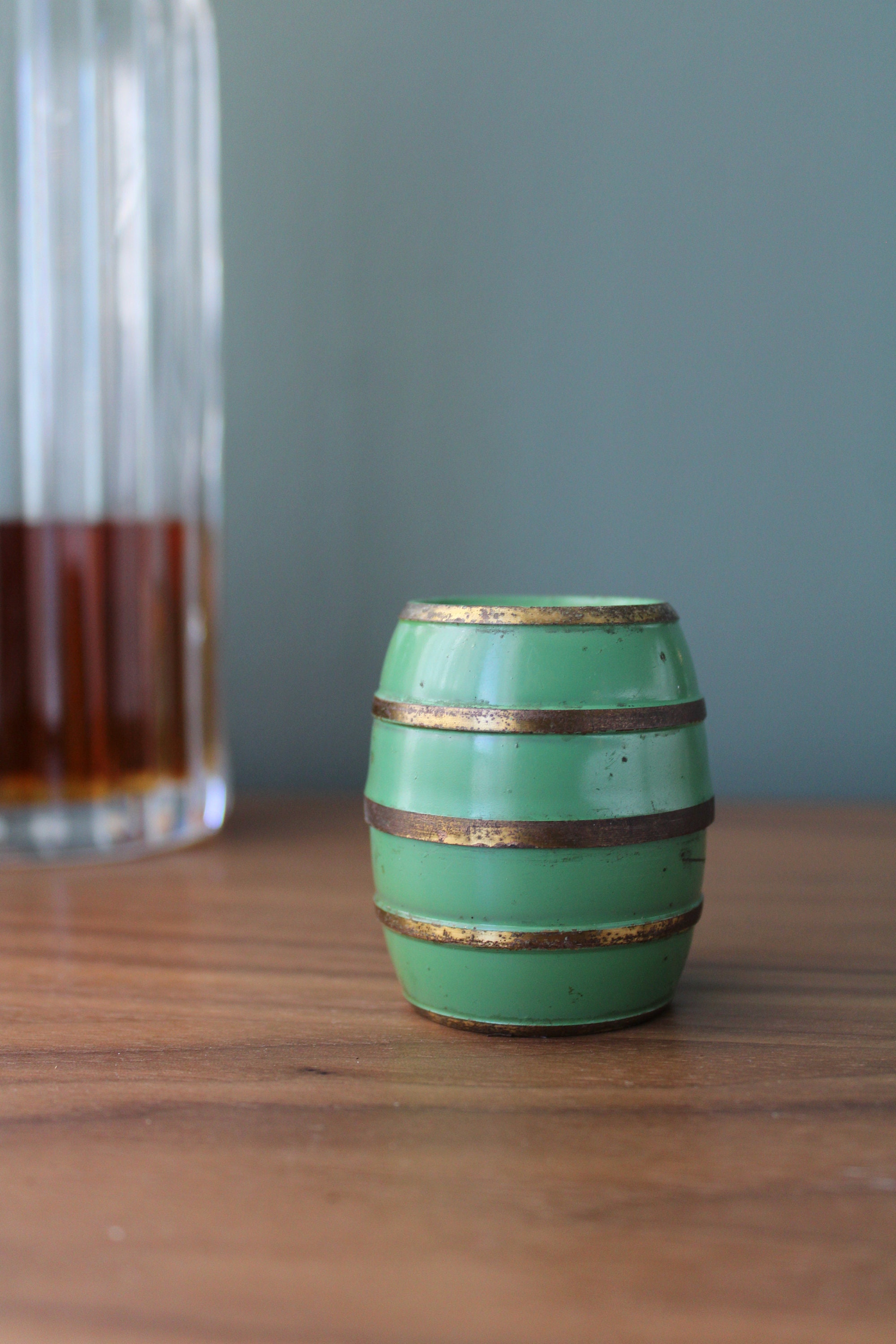 Vintage German Silver Shot Glasses in Brass Barrel Etsy