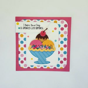 Ice Cream Sundae Shaker Card, birthday card, happy birthday