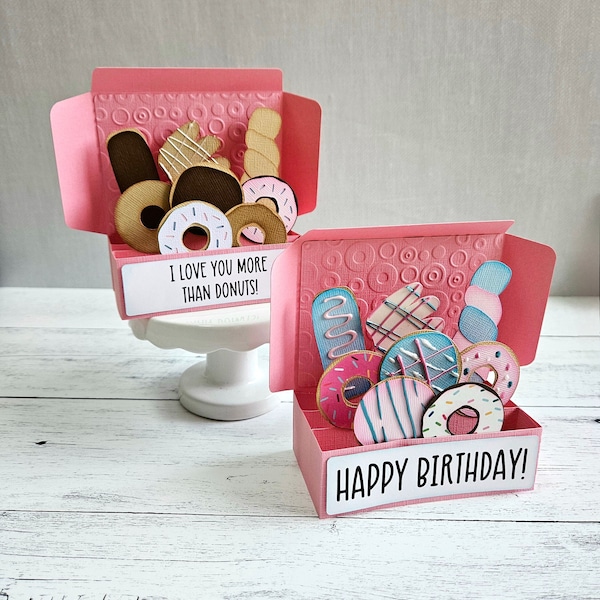 Donut Box Card, Pink Box of Donuts Birthday Card, Retirement Card,