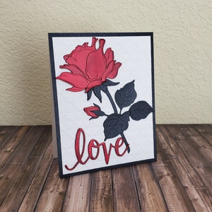 Layered Red Rose Love Card, Anniversary card, wedding card, Valentine&#39;s Day Card