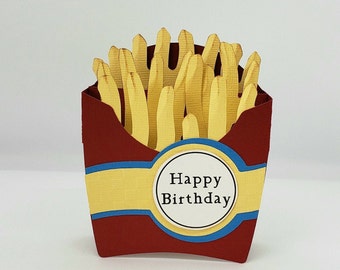 Side of Fries Box Card, French fry card, birthday card, Thank you card, Father's Day card, Congratulations card, Mother's Day card, box card