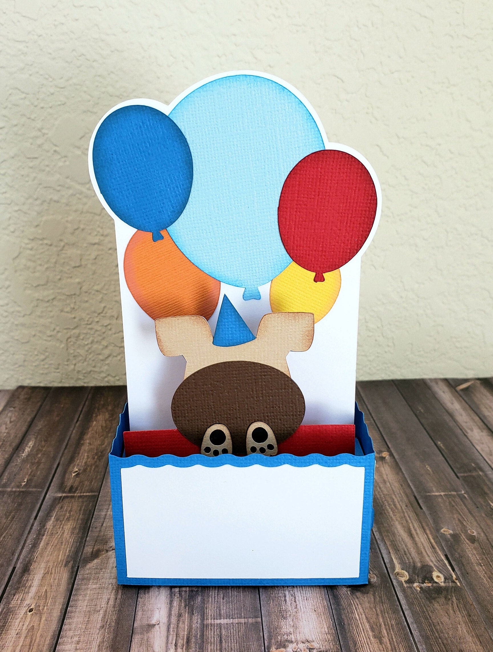 Puppy With Balloons Birthday Pop up Card - Etsy