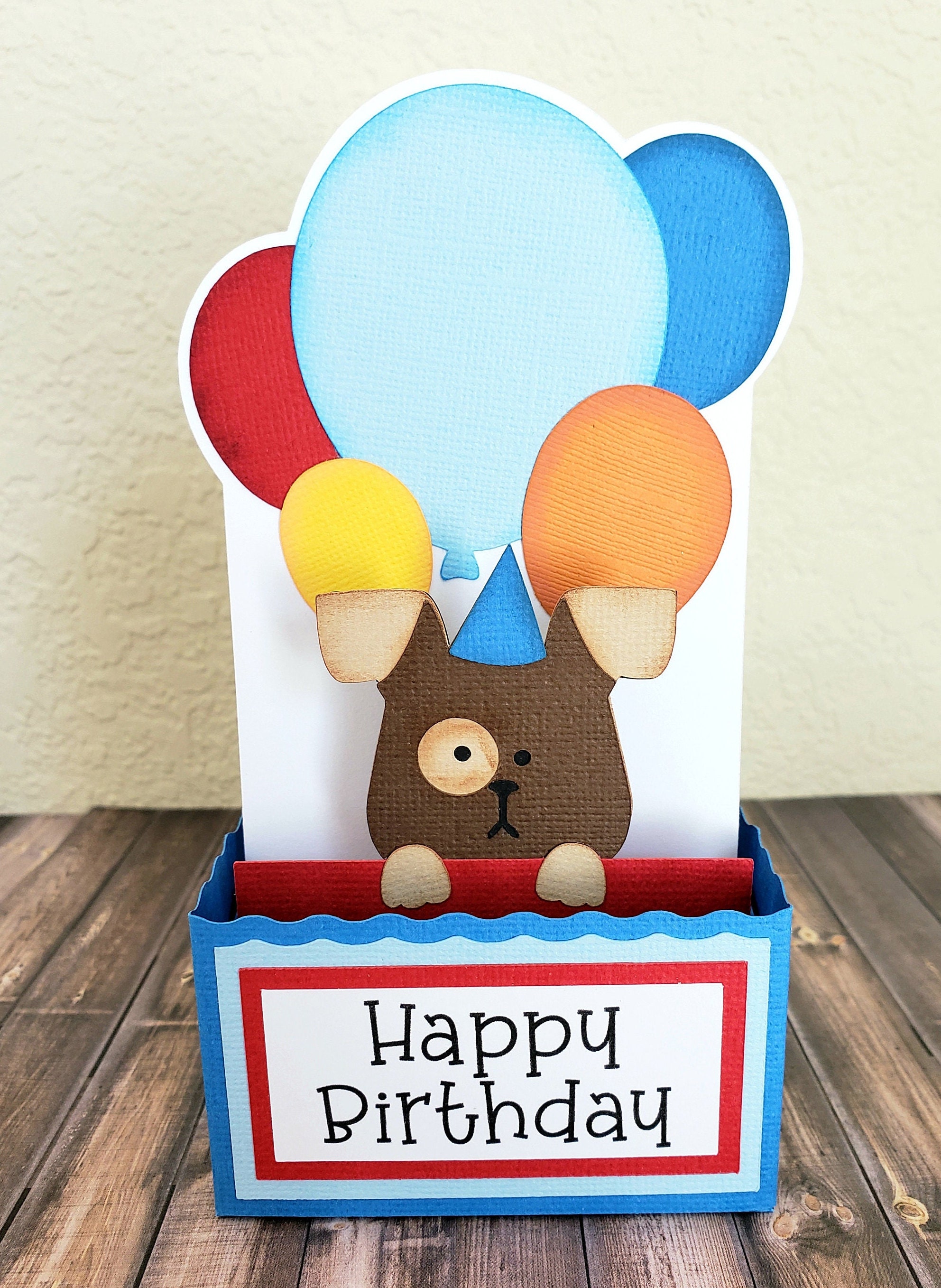 Puppy With Balloons Birthday Pop up Card - Etsy