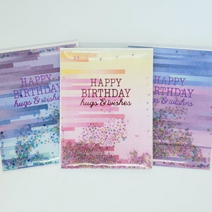 Birthday Shaker Card, Happy Birthday, Full Front Shaker Card, Interactive Birthday Card, Edge to Edge Shaker Card