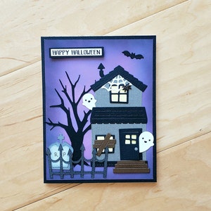 Interactive Halloween Card: Haunted House, Sliding Ghost, Happy Haunting