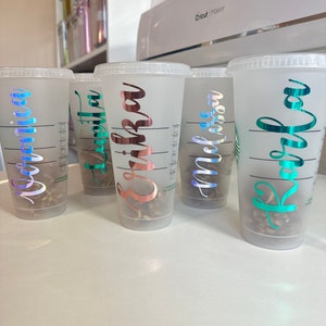 Personalized Starbucks Plastic Reusable Cold Cup with Lid and Straw