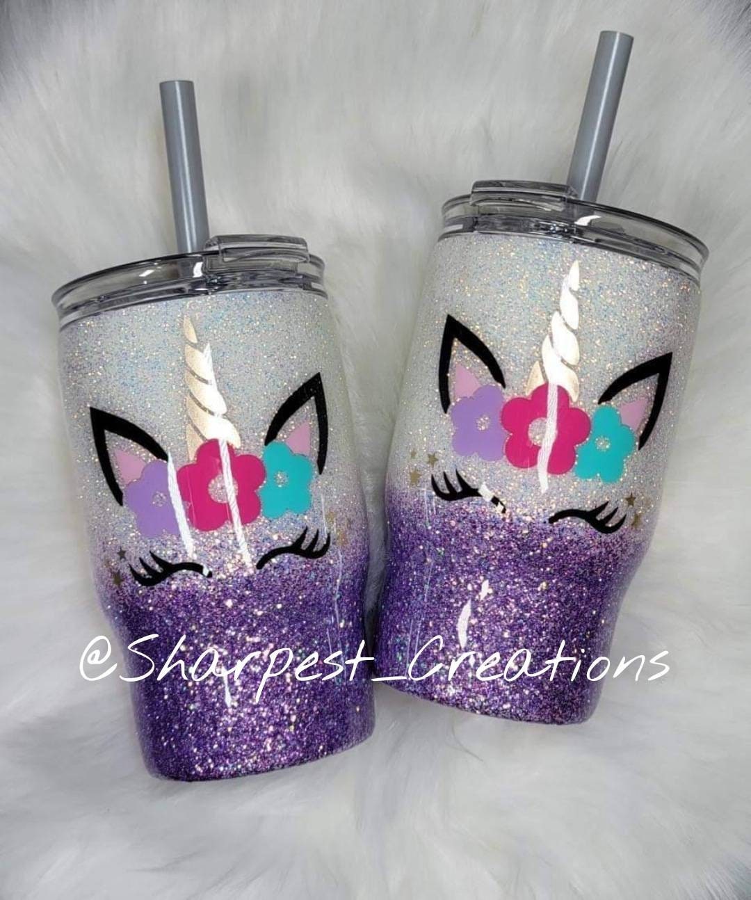 Unicorns, Cupcakes & Glitter, 12oz Zak Kids Stainless Steel, Epoxy Cup,  Insulated, Silicone Straw, Personalization Available ready to Ship 