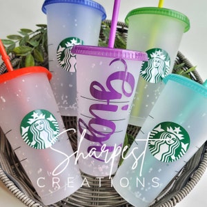 Color Changing Confetti Cup | Personalized Starbucks Cups | Starbucks 24oz Venti Cold Cup Tumbler | Color Changing Cup | Confetti Cup