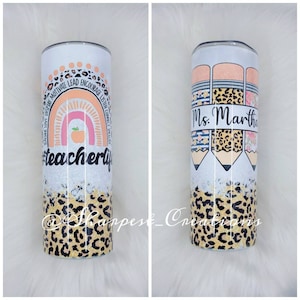 Teacher Tumbler | Cheetah Tumbler | Teacher Rainbow Tumbler | Teacher Appreciation Gift | Gift For Teacher | Personalized Tumbler | Teacher