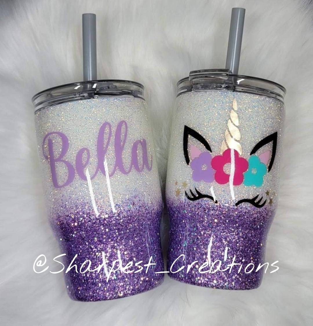 Unicorns, Cupcakes & Glitter, 12oz Zak Kids Stainless Steel, Epoxy Cup,  Insulated, Silicone Straw, Personalization Available ready to Ship 