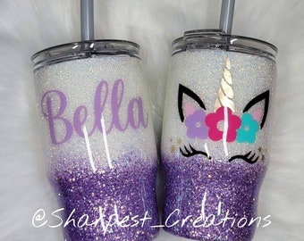 Personalized Unicorn Glitter Tumbler: Custom Kids Cup