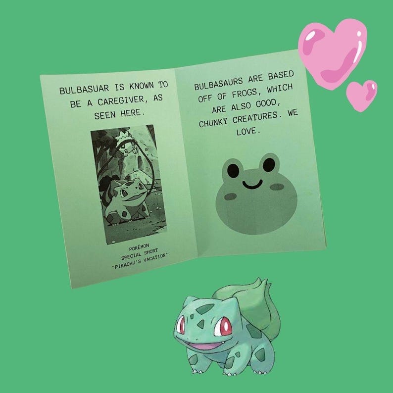 Why Bulbasuar is Clearly the Best Pokémon Mini Zine - Etsy