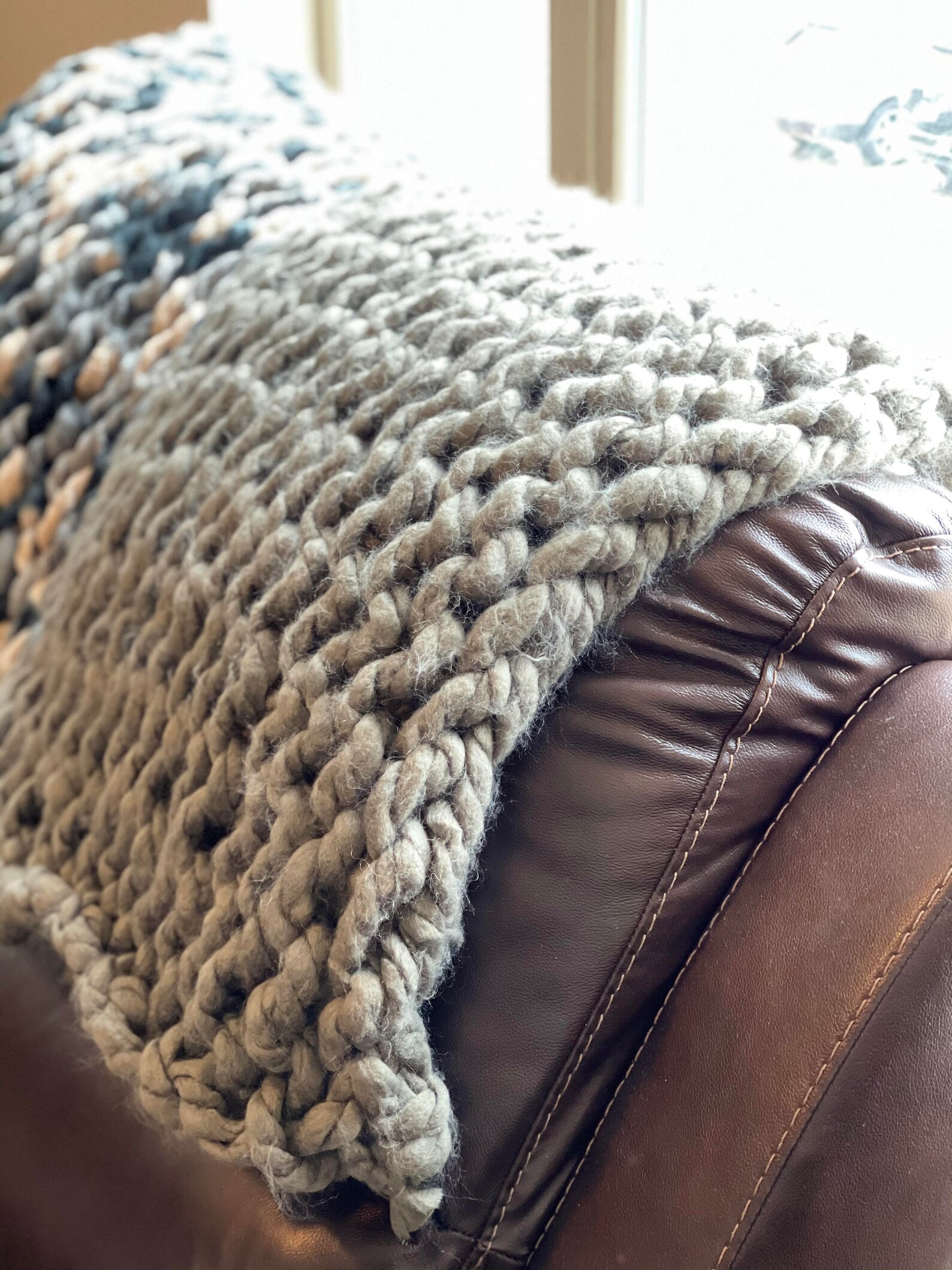 Chunky Hand Knit Multicolor Throw Blanket Etsy