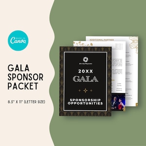 Gala Sponsor Packet, Partnership, Corporate, Event, Ball, Nonprofit, Instant Download, Digital, Print, Editable Template, Canva, Community