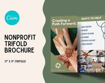 Nonprofit Trifold Brochure, Impact, Report, Instant Download, Digital, Printable, Editable Template,Canva