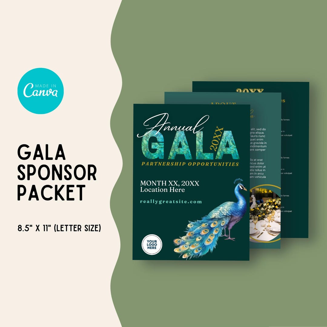 Spons Packet Editable PEACOCK INSPIRED Gala Sponsor Packet | Corporate Sponsor ...