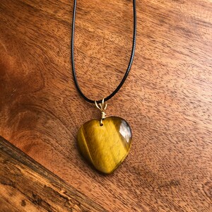 Tigers Eye Heart Necklace/Abundance/Prosperity/Chakra Healing