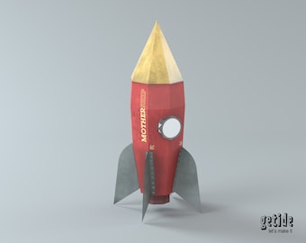 3D Paper Craft Rocket, DIY Deco, 3D Origami, Paper Toy, PDF Kit, Instant Download, PDF Template, Decoration, Toy