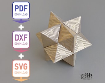3D star puzzle, DIY, paper art, do it yourself, Pepakura, decoration, PDF template, dxf, svg, pdf, poinsettia, Christmas, star, winter